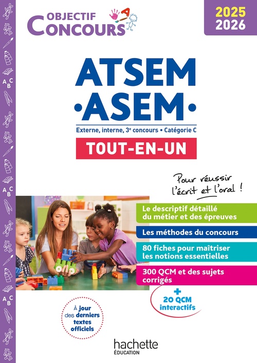 Couverture ebook de Objectif Concours ATSEM ASEM - Tout-en-un - 2025-2026: Externe, interne et 3e voie, de Thierry Vasse, Françoise Gravouil