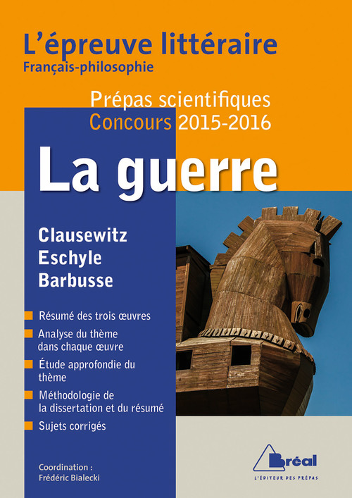 Couverture ebook de La guerre : Epreuve littéraire 2015-2016, de Frédéric Bialecki