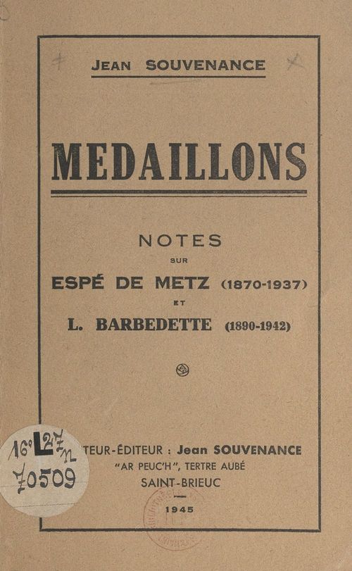 ebook cover of Médaillons, by Jean Souvenance