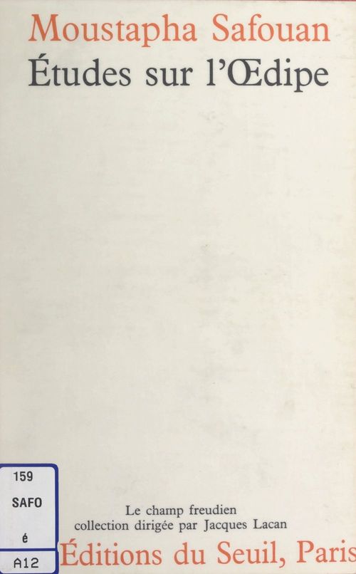 Couverture ebook de Études sur l'Oedipe, de Safouan Moustapha