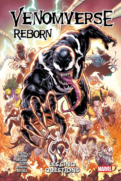 ebook cover of Venomverse Reborn : Les cinq questions, by Al Ewing, Gerry Duggan, Justina Ireland, Dan Slott
