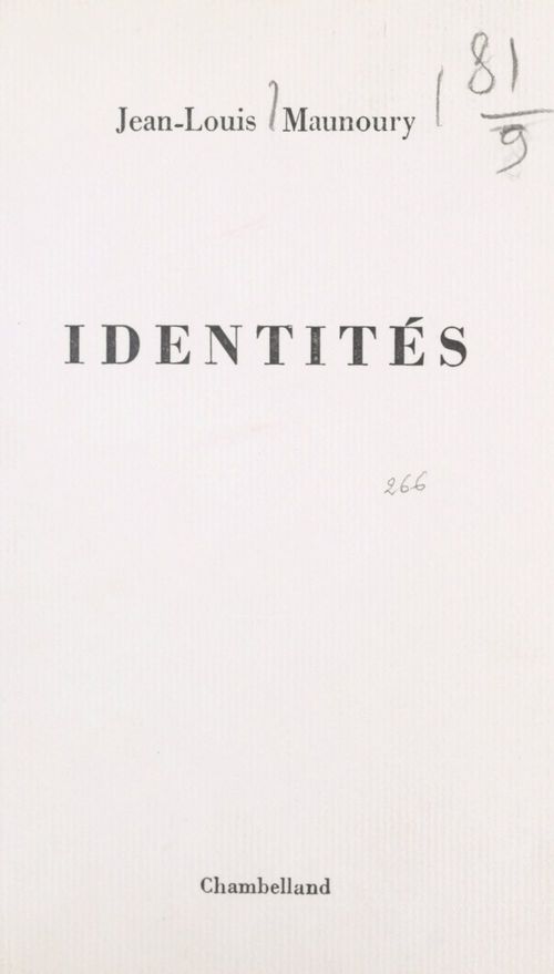Couverture ebook de Identités, de Jean-louis Maunoury
