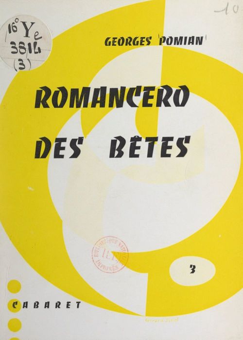 ebook cover of Romancero des bêtes, by Georges Pomian