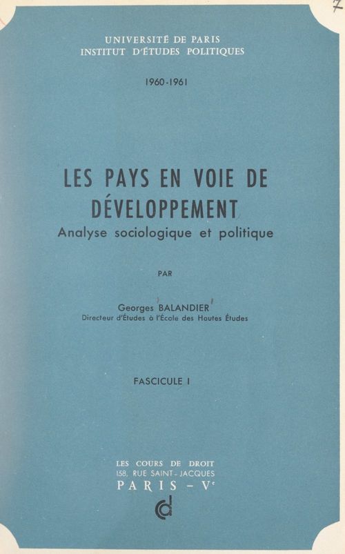 ebook cover of Les pays en voie de développement (1), by Georges Balandier
