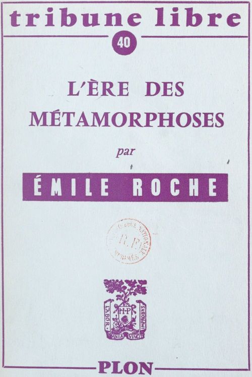 ebook cover of L'ère des métamorphoses, by Emile Roche