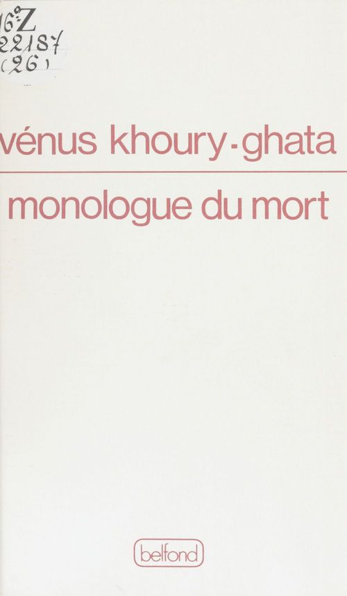ebook cover of Monologue du mort, by Vénus Khoury-Ghata