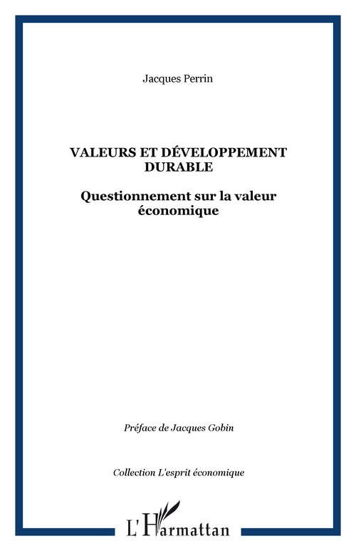 ebook cover of Valeurs et développement durable, by Jacques Perrin