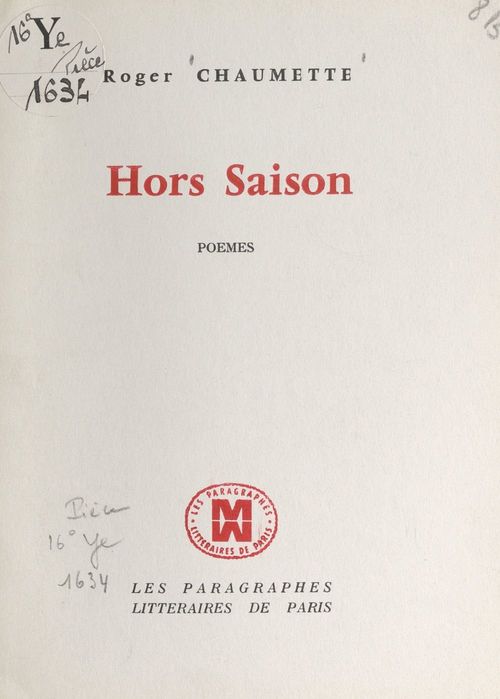 ebook cover of Hors saison, by Roger Chaumette