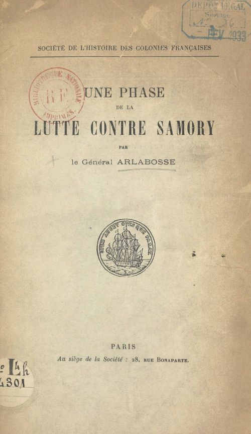 ebook cover of Une phase de la lutte contre Samory, 1890-1892, by Paul-Hippolyte Arlabosse