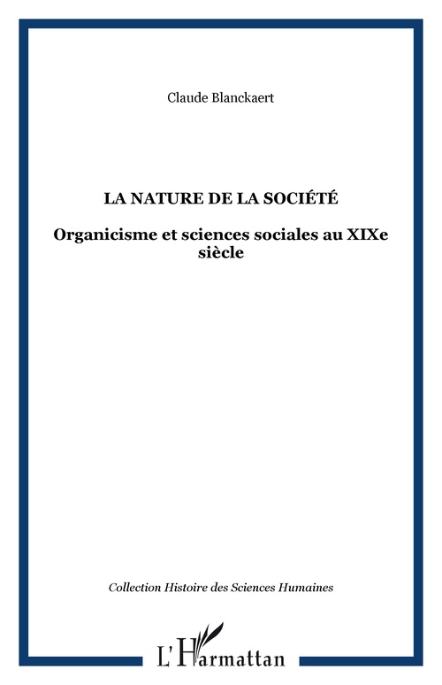 Couverture ebook de La nature de la société, de Claude Blanckaert