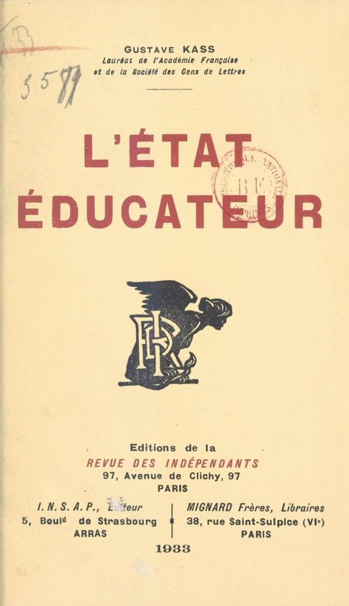 ebook cover of L'État éducateur, by Gustave Kass