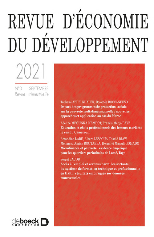 Couverture ebook de Revue d'économie du développement - volume 29, de Collectif