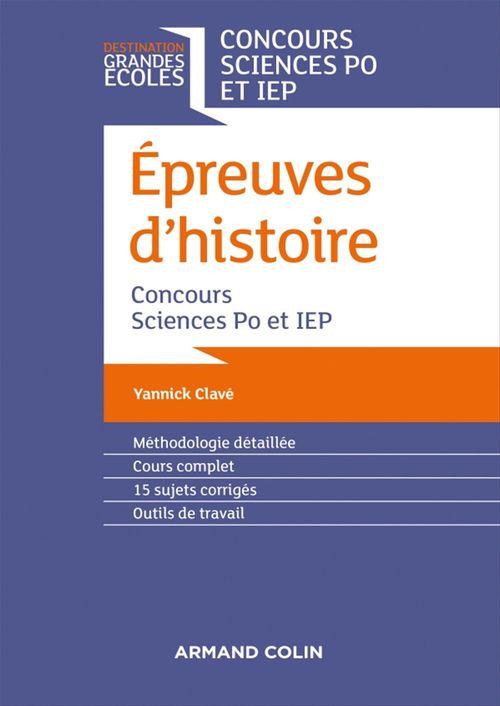 Couverture ebook de Epreuves d'histoire - Concours Sciences Po et IEP, de Yannick Clavé