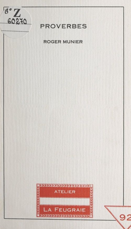 Couverture ebook de Proverbes, de Roger Munier