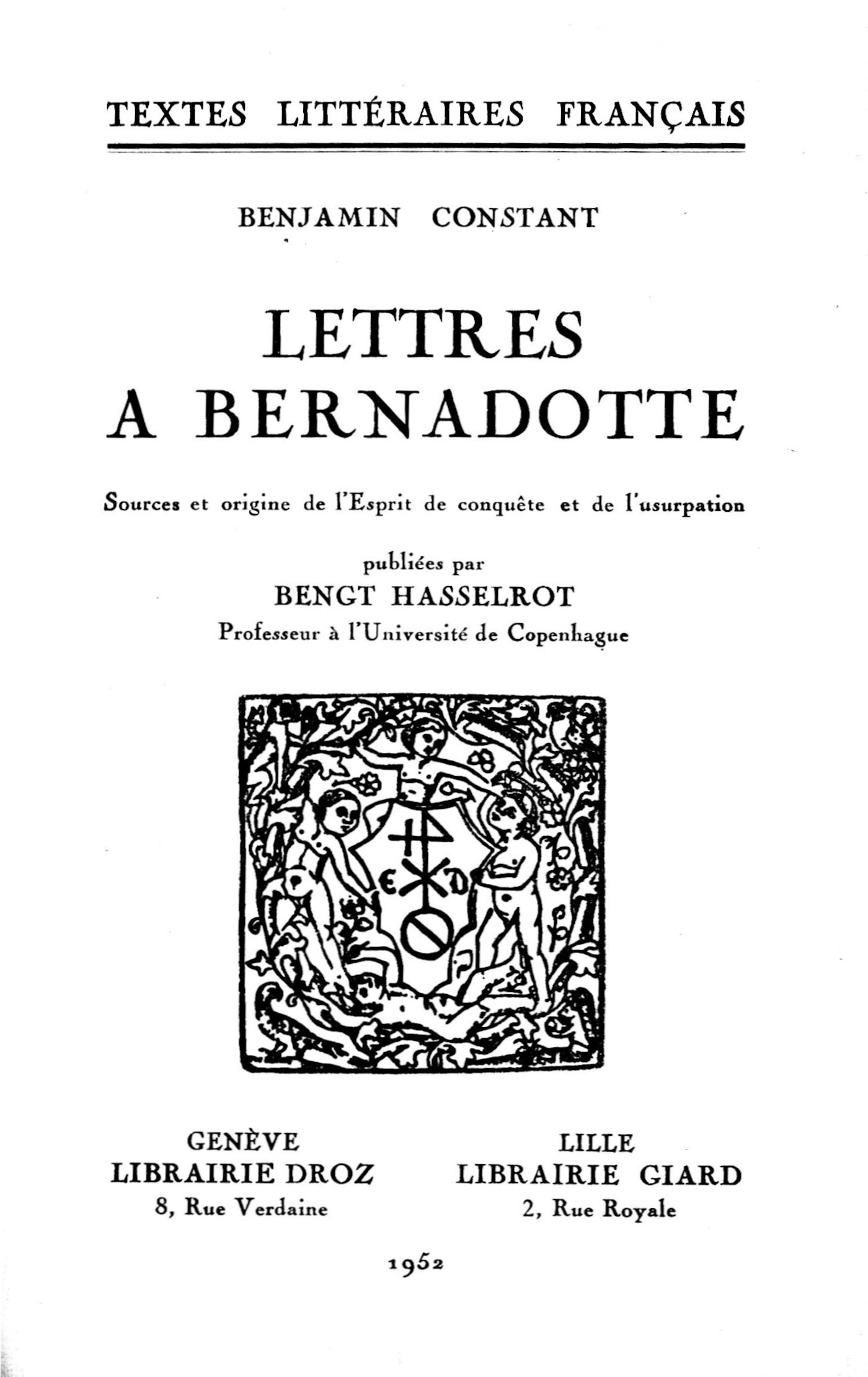 Couverture ebook de Lettres à Bernadotte, de Benjamin Constant