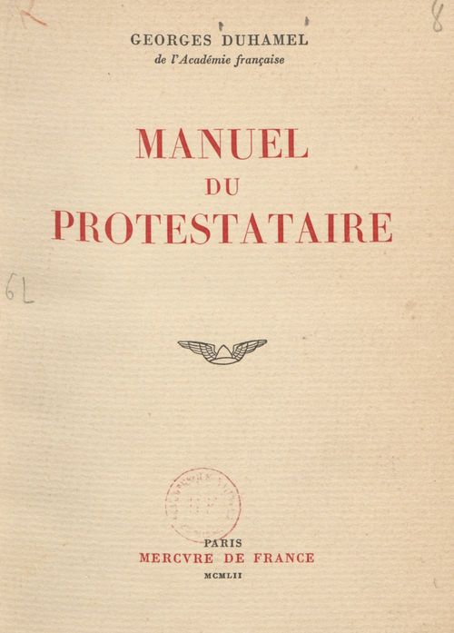 Couverture ebook de Manuel du protestataire, de Georges Duhamel
