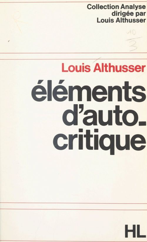 Couverture ebook de Éléments d'autocritique, de Louis Althusser