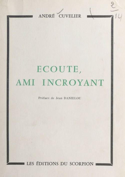 Couverture ebook de Écoute, ami incroyant, de Andre Cuvelier