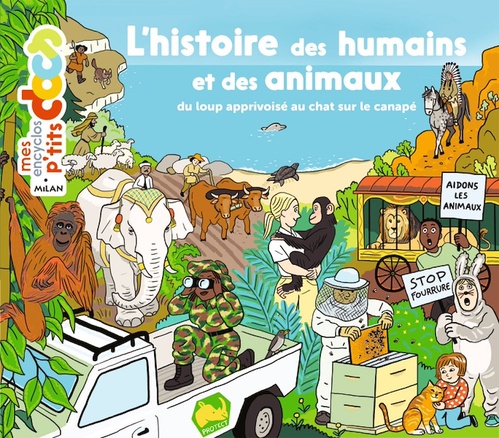 Couverture ebook de L'histoire des humains et des animaux, de Stéphanie Ledu, Stéphane Frattini