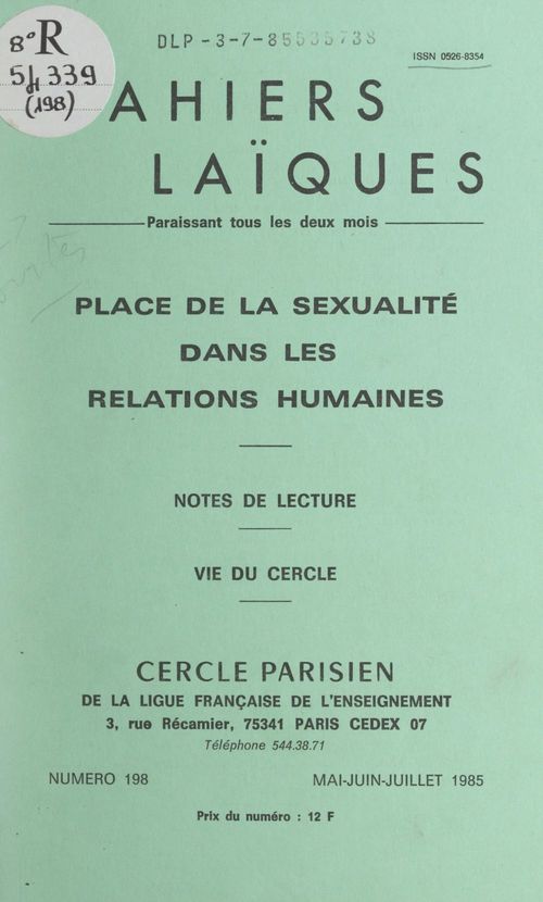 ebook cover of Place de la sexualité dans les relations humaines, by Andre Morali-Daninos, Louis Lafourcade