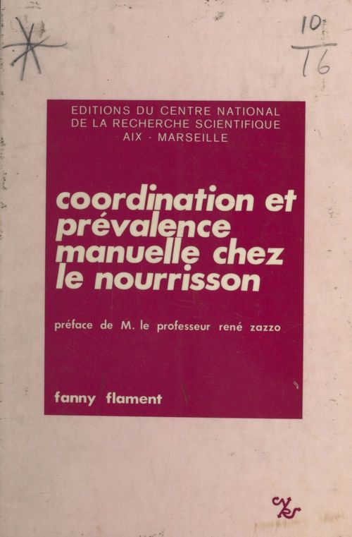 Couverture ebook de Coordination et prévalence manuelle chez le nourrisson, de Fanny Flament