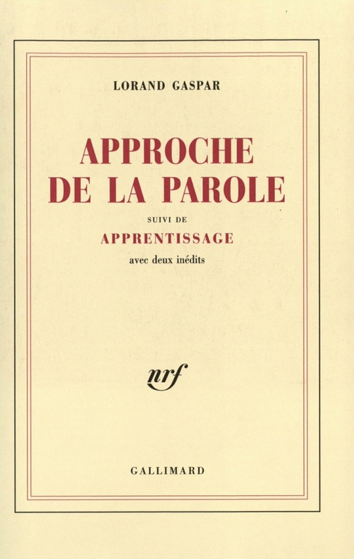 ebook cover of Approche de la parole/apprentissage, by Lorand Gaspar
