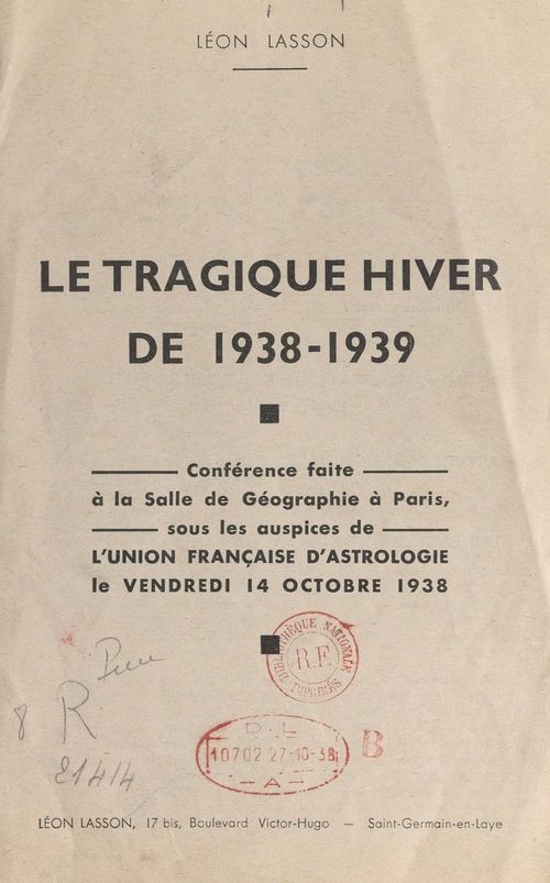 Couverture ebook de Le tragique hiver de 1938-1939, de Leon Lasson