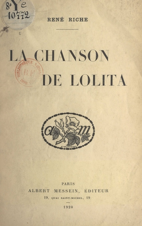 Couverture ebook de La chanson de Lolita, de Rene Riche