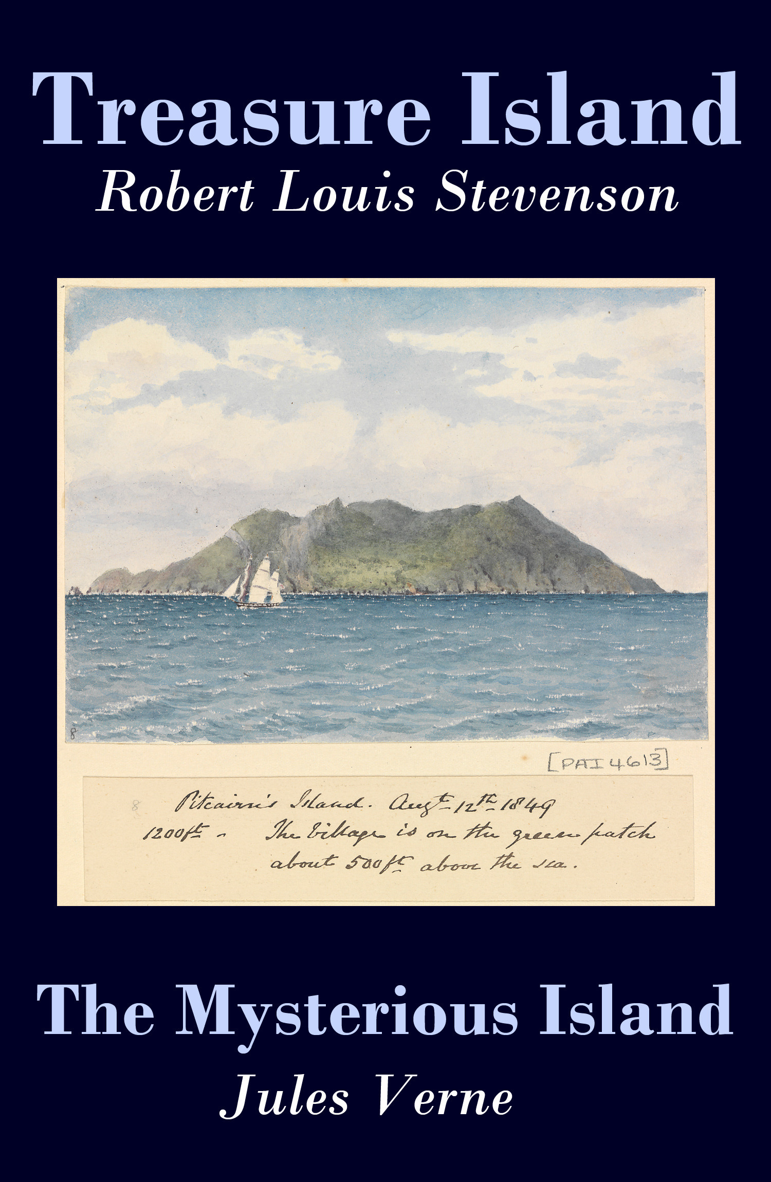 Couverture ebook de Treasure Island + The Mysterious Island (2 Unabridged Classics), de Robert Louis Stevenson, Jules Verne