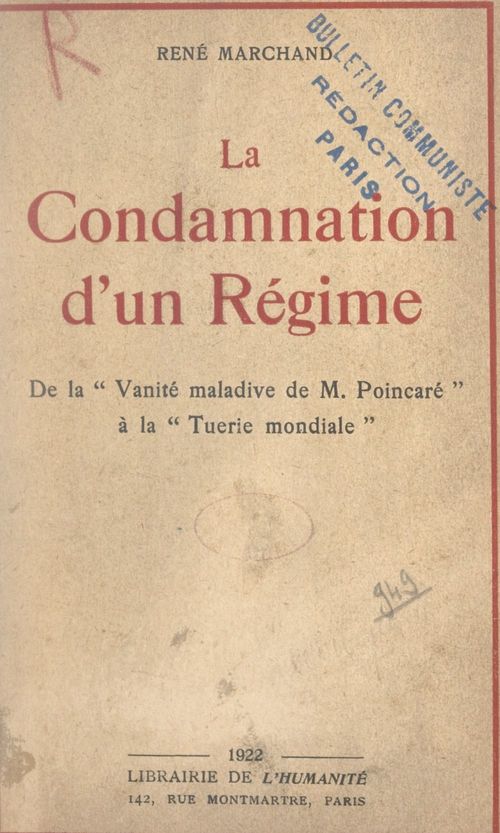 ebook cover of La condamnation d'un régime, by Rene Marchand