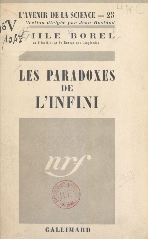 Couverture ebook de Les paradoxes de l'infini, de Emile Borel