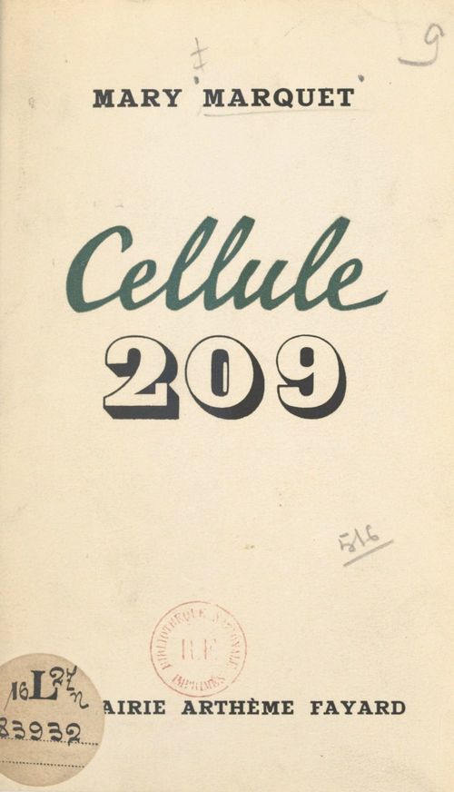 Couverture ebook de Cellule 209, de Mary Marquet