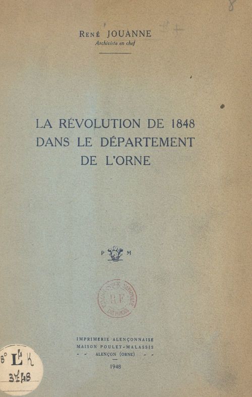 ebook cover of La Révolution de 1848 dans le département de l'Orne, by Rene Jouanne