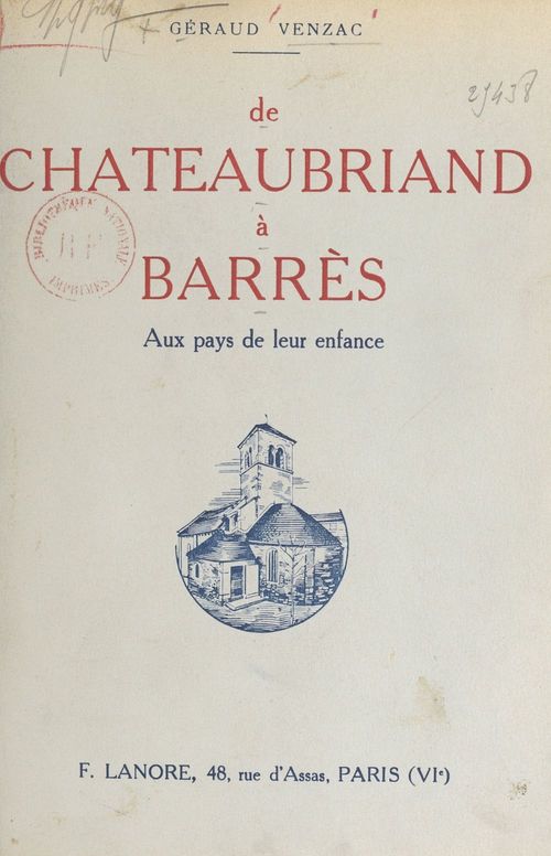 Couverture ebook de De Chateaubriand à Barrès, de Geraud Venzac