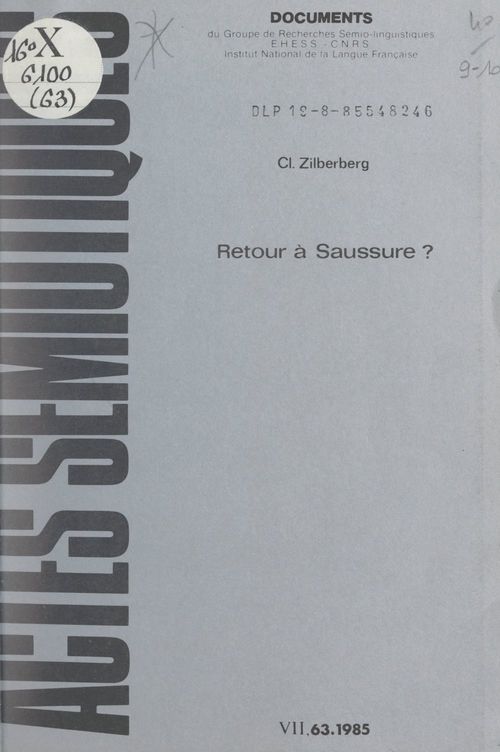 Couverture ebook de Retour à Saussure ?, de Claude Zilberberg
