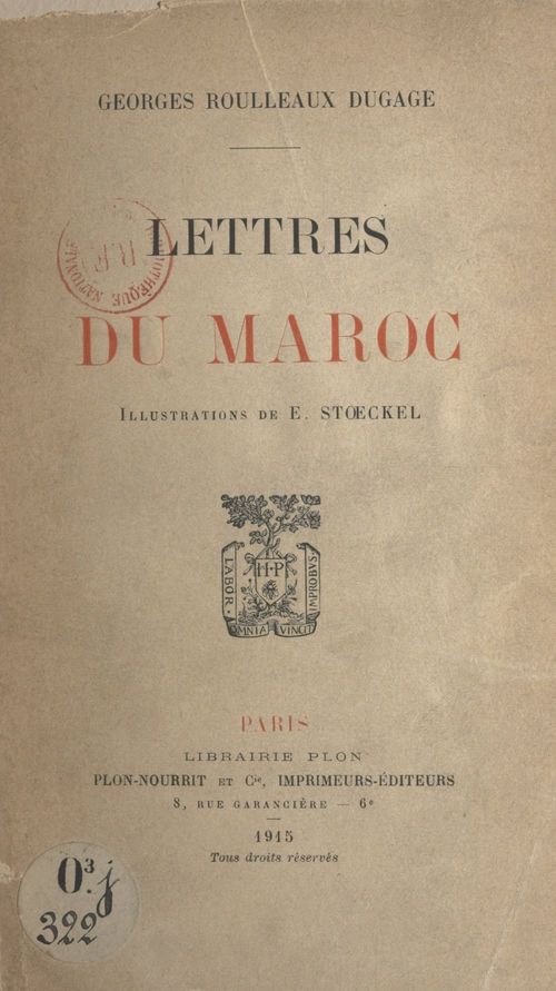 Couverture ebook de Lettres du Maroc, de Georges Roulleaux Dugage