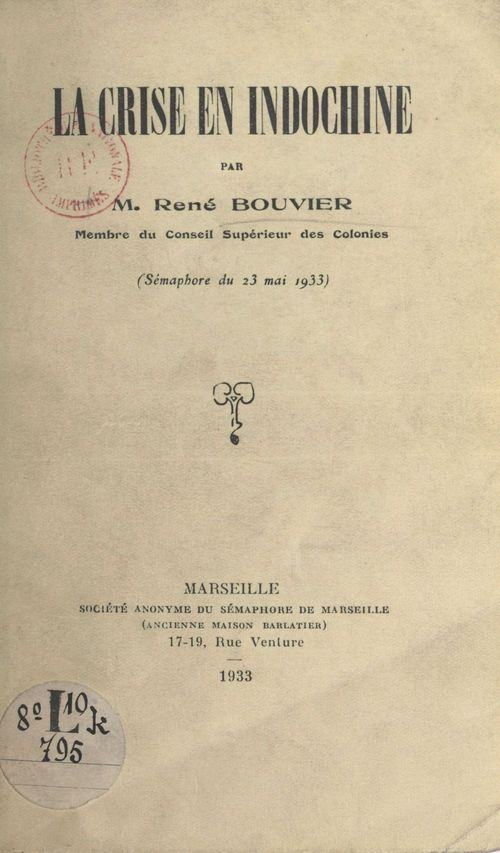 Couverture ebook de La crise en Indochine, de Rene Bouvier