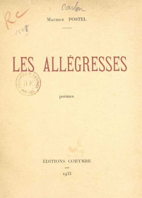 ebook cover of Les allégresses, by Maurice Postel