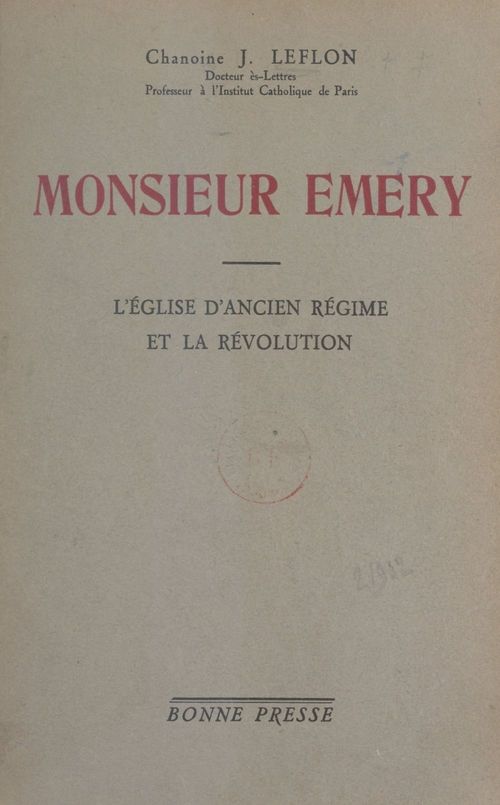 Couverture ebook de Monsieur Émery, de Jean Leflon