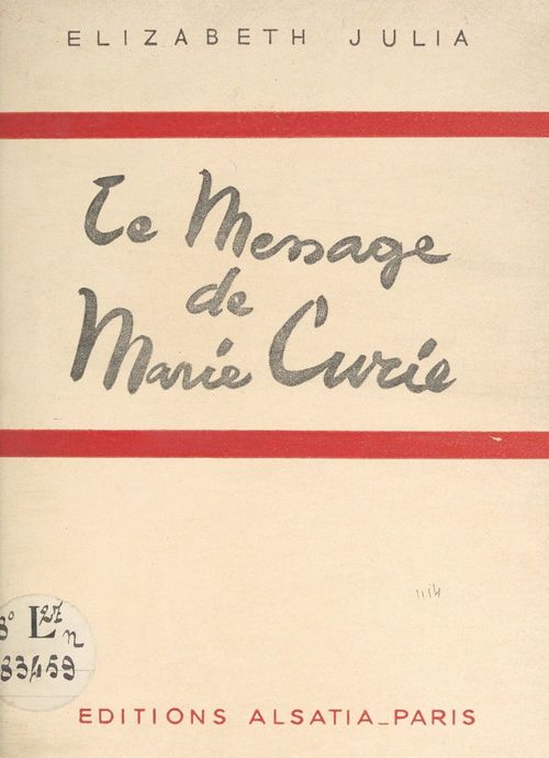 ebook cover of Le message de Marie Curie, by Elizabeth Julia