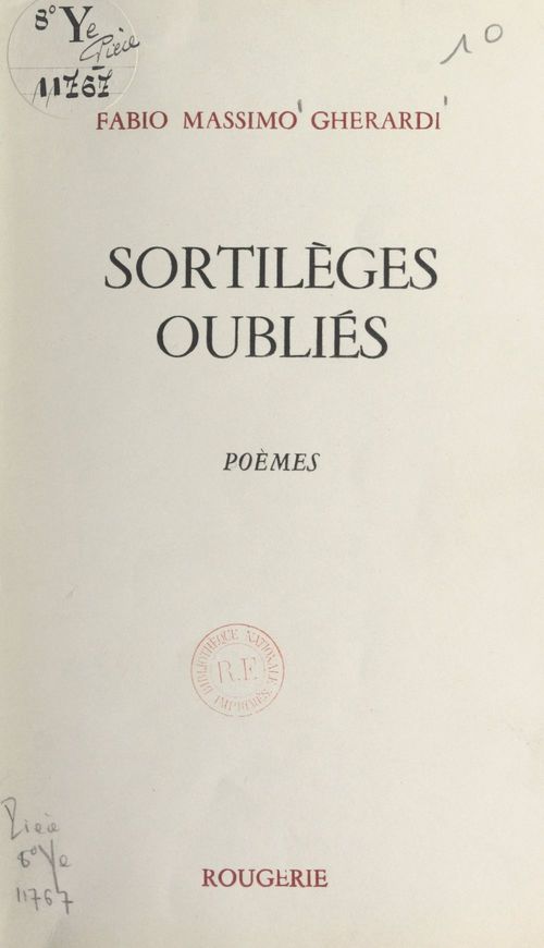 Couverture ebook de Sortilèges oubliés, de Fabio Massimo Gherardi