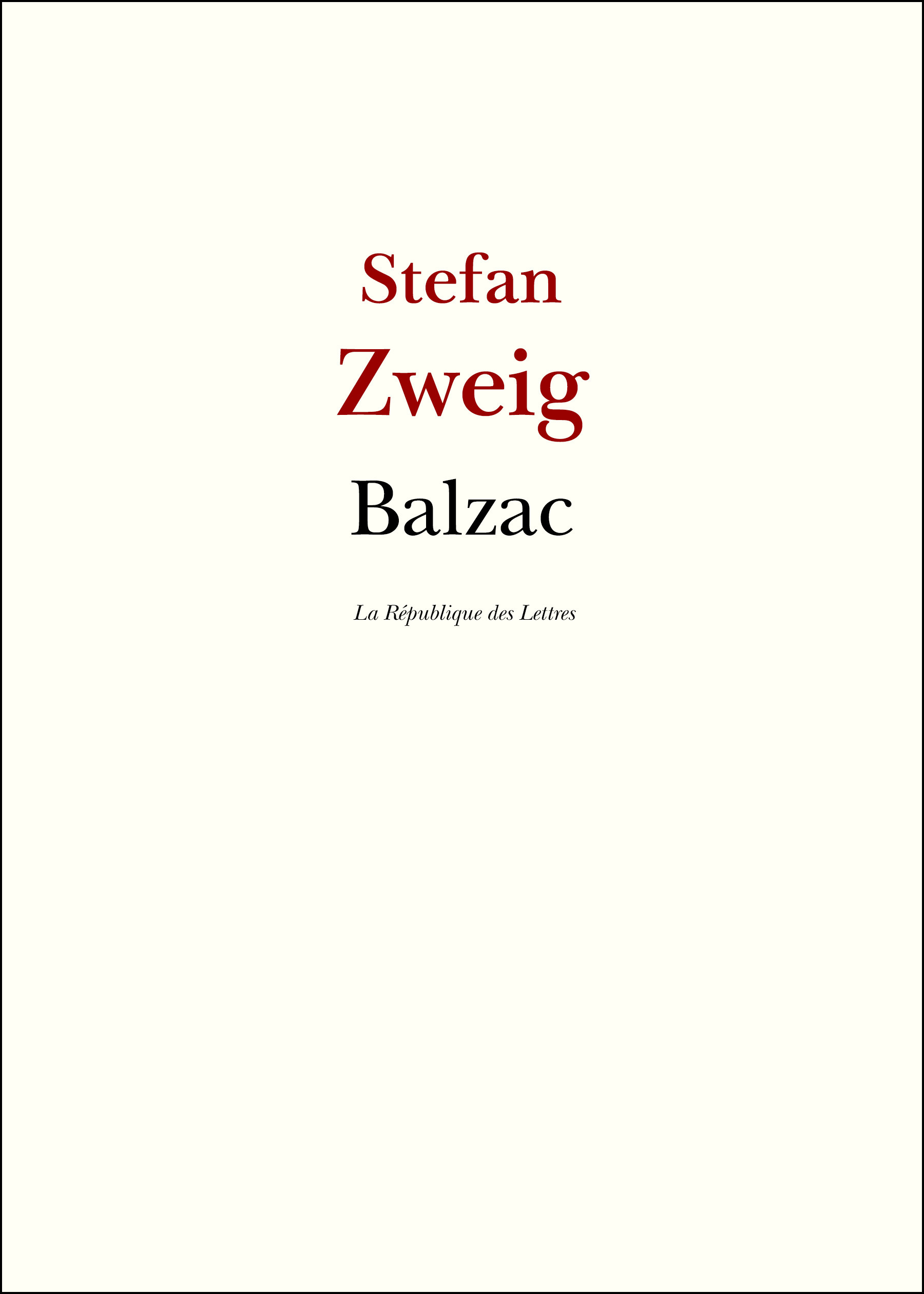 ebook cover of Balzac, by Stefan Zweig