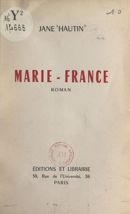 Couverture ebook de Marie-France, de Jane Hautin