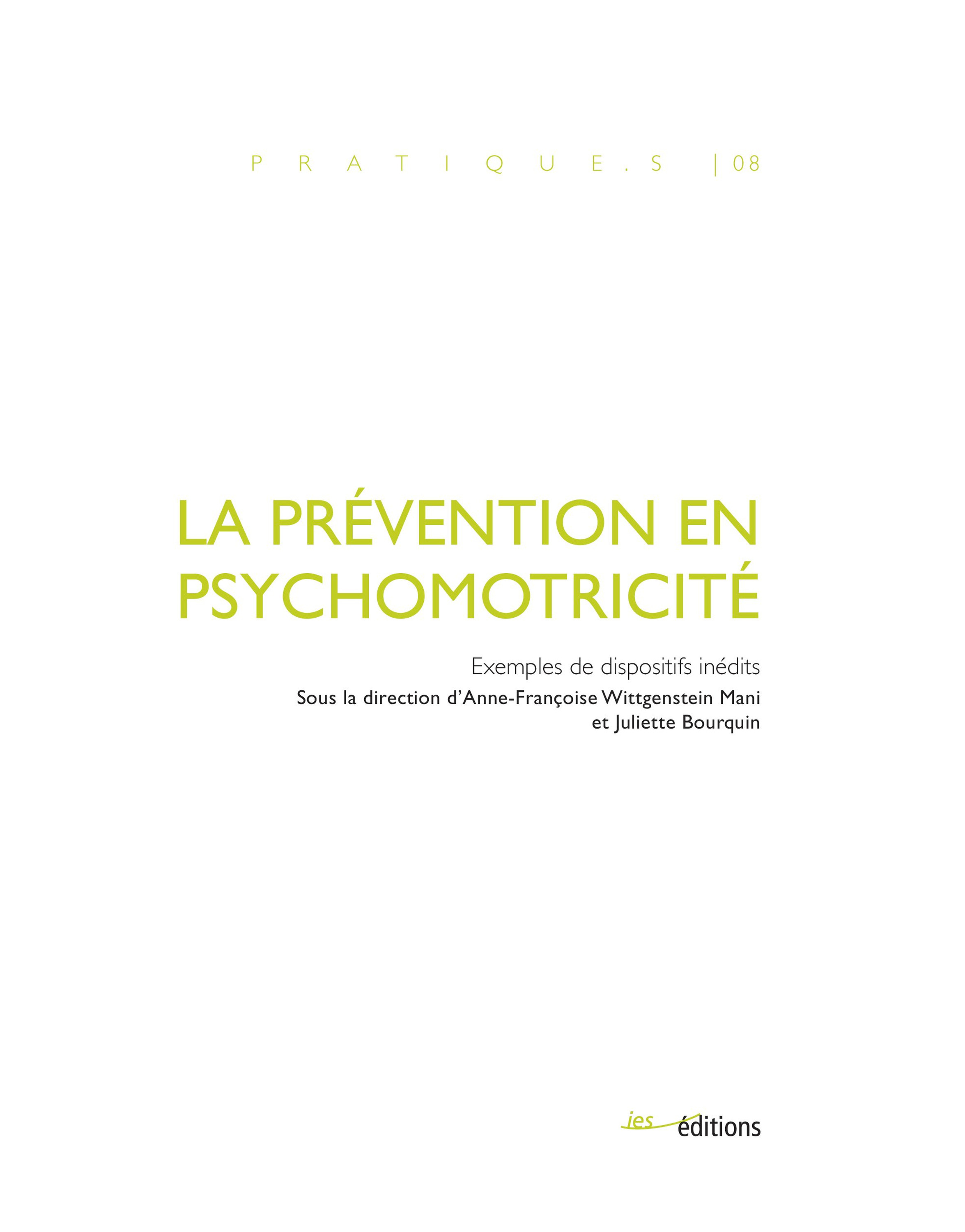 Couverture ebook de La prévention en psychomotricité, de Wittgenstein Mani An
