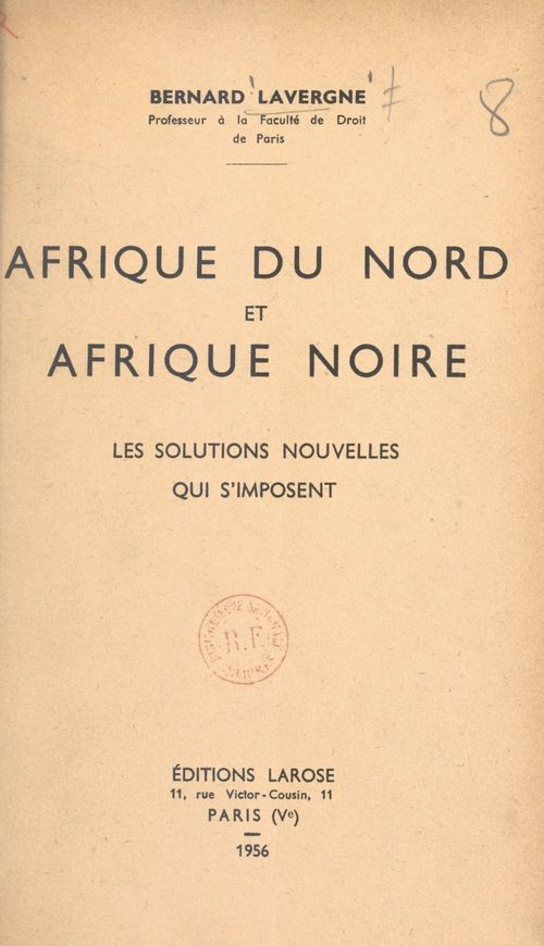 Couverture ebook de Afrique du Nord et Afrique noire, de Bernard Lavergne