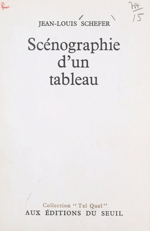Couverture ebook de Scénographie d'un tableau, de Jean-louis Schefer