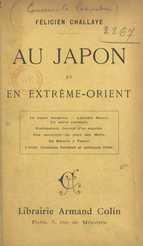 Couverture ebook de Au Japon et en Extrême-Orient, de Felicien Challaye