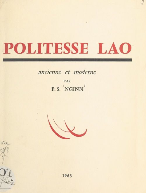 ebook cover of Politesse lao ancienne et moderne, by Pierre Somchine Nginn