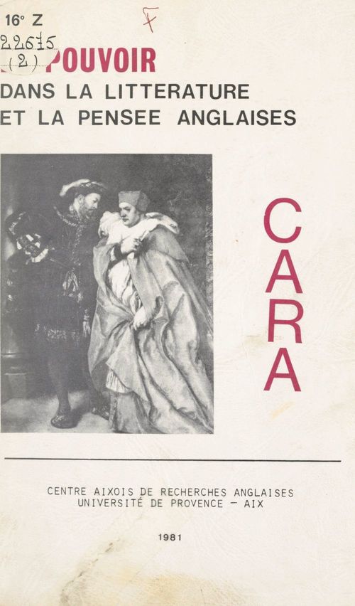 ebook cover of Le pouvoir dans la littérature et la pensée anglaise, by Centre Aixois De Recherches Anglaises