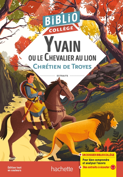 Couverture ebook de Bibliocollège - Yvain ou le Chevalier au lion, Chrétien de Troyes, de Chrétien de Troyes